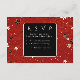 Recepción Tarjeta RSVP de papel rojo de Washi