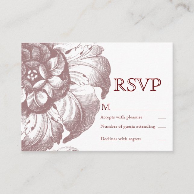 Recepción Tarjeta RSVP de Vintage (Anverso)