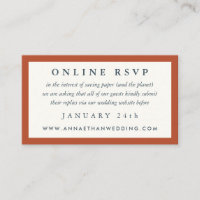 Tarjeta RSVP en línea de Terracotta Red Frame Boda