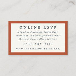 Recepción Tarjeta RSVP en línea de Terracotta Red Frame Boda