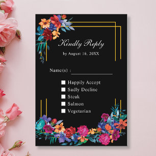 Recepción Tarjeta RSVP para Boda floral de Fiesta mexicana
