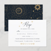 Tarjeta RSVP para estrellas celestes de sol y luna