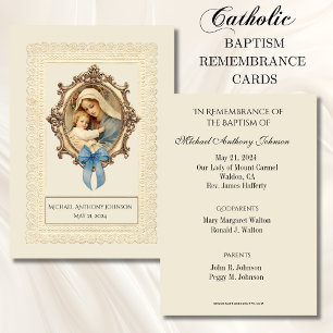 Recepción Tarjeta Sagrada de Recuerdo del Bautismo Católico 
