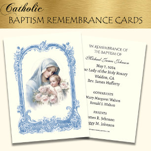 Recepción Tarjeta Sagrada de Recuerdo del Bautizo Católico d