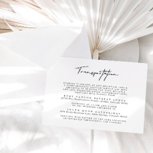 Recepción Tarjeta sencilla de transporte de boda en blanco y