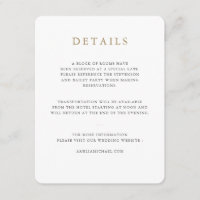 Tarjeta simple Minimalista de detalles del Boda