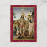 Tarjeta tradicional de bautismo con arte sagrado
