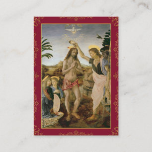 Recepción Tarjeta tradicional de bautismo con arte sagrado