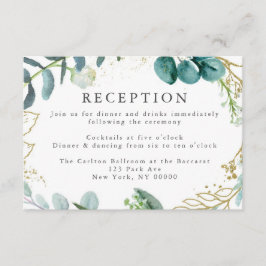 Recepción Tarjeta verde azulada Botánica Elegante de Recepci