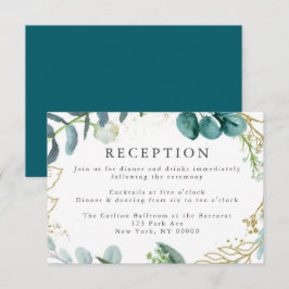 Recepción Tarjeta verde azulada Botánica Elegante de Recepci