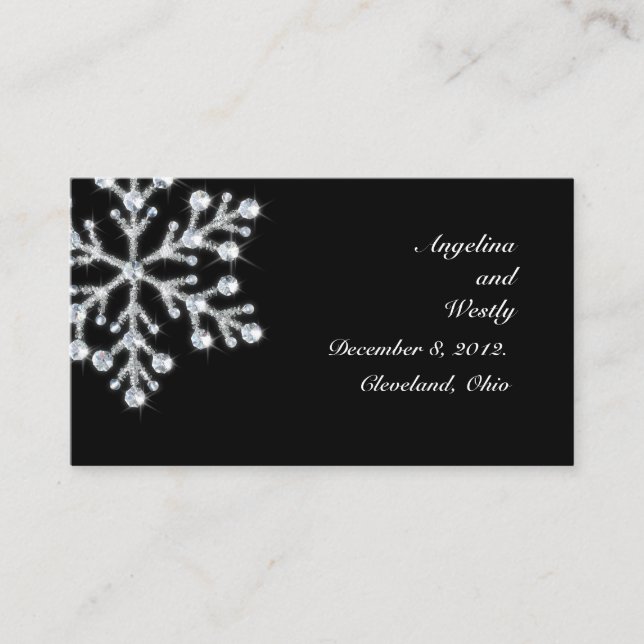 Recepción Tarjeta web de Boda de copo de nieve para invierno (Anverso)