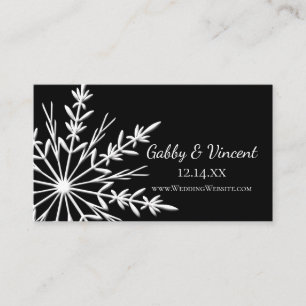 Recepción Tarjeta web de Boda de copos de nieve en blanco y 