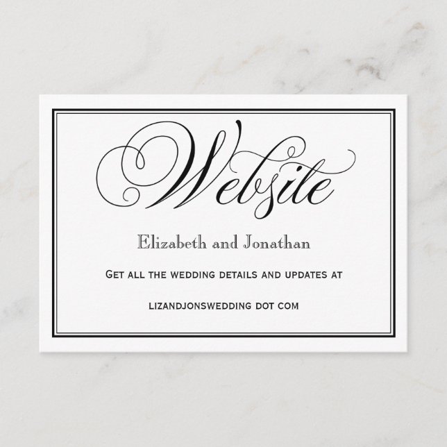 Recepción Tarjeta web de Boda de guiones blancos y negros (Anverso)