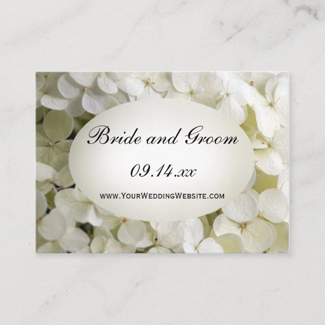 Recepción Tarjeta web de Boda de hidrangea blanca (Anverso)