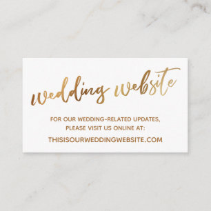 Recepción Tarjeta web de Boda de tipografía blanca y dorada