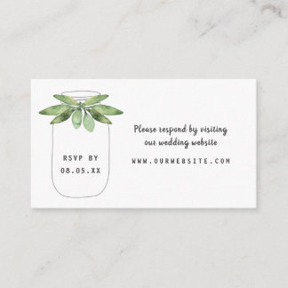 Recepción Tarjeta web de Greenery Mason Jar rsvp