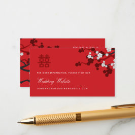 Recepción Tarjeta web para Bodas chinos con flores de cerezo