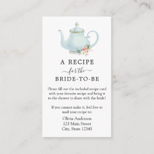 Recepción Tea Bridal Shower Receta Receta Tarjeta de Alojami