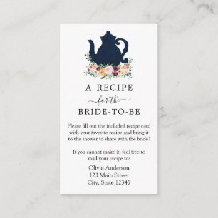 Recepción Tea Bridal Shower Receta Receta Tarjeta de Alojami