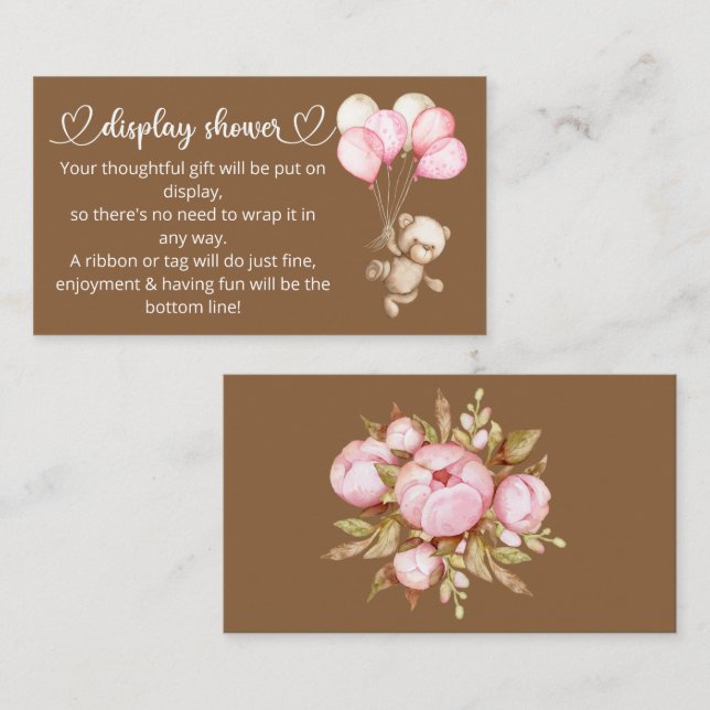 Recepción Teddy Bear Baby Bear Tarjeta de Gabinete Baby Show (Anverso / Reverso)