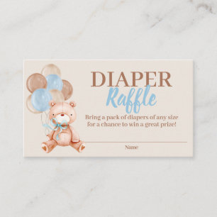 Recepción Teddy Bear Boy Diaper Raffle Tarjeta de Gabinete