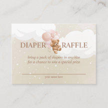 Teddy Bear con tarjeta Raffle de los globos rosado
