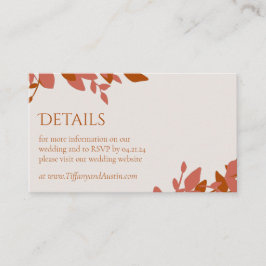 Recepción Terracotta deja tarjeta de cierre Boda moderna