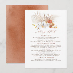 Recepción Terracotta Floral Boda Detalles Tarjeta de Gabinet
