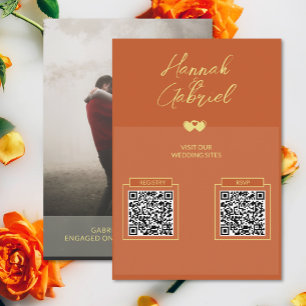 Recepción Terracotta Gold Boda de fotografía QR Tarjeta de c