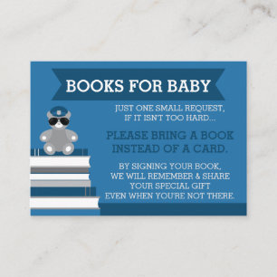 Recepción Traer una tarjeta de libro, Baby Shower de la poli