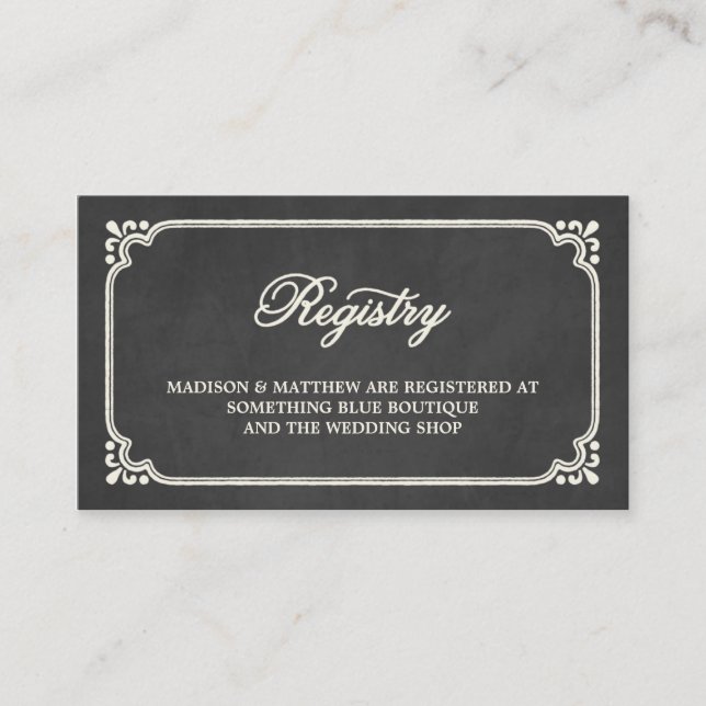 Recepción Unión de Pizarra | Tarjeta de Registro de Boda (Anverso)