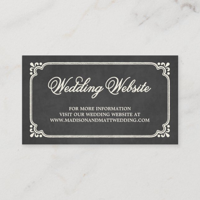 Recepción Unión de Pizarra | Tarjeta de sitio web de boda (Anverso)