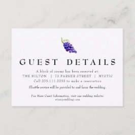 Recepción Uvas en la tarjeta de detalle del Boda de vino