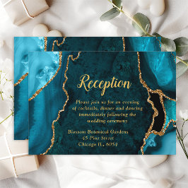 Recepción verde azulada de boda azul y de oro agat