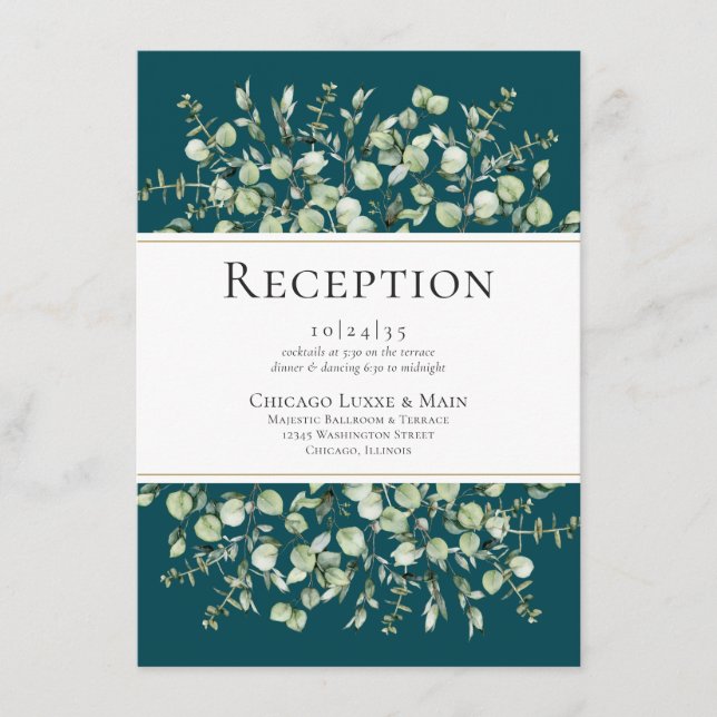 Recepción verde azulada de bodas de eucalipto (Anverso)