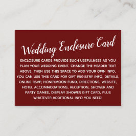 Recepción Versátil Tarjeta de Boda Roja Burgundy Personaliza