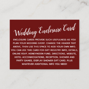 Recepción Versátil Tarjeta de Boda Roja Burgundy Personaliza