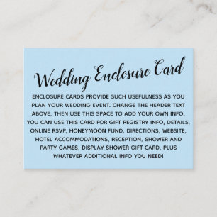Recepción Versátil Tarjeta de Boda Simple DIY Azul Bebé Páli