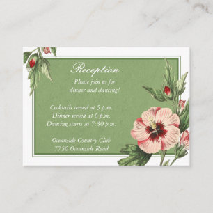 Recepción Vintage Hibiscus Floral Wedding Tarjeta de recepci