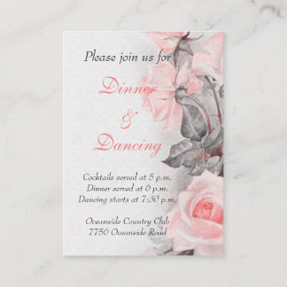 Recepción Vintage Primrose Roses rosados Tarjeta de recepció