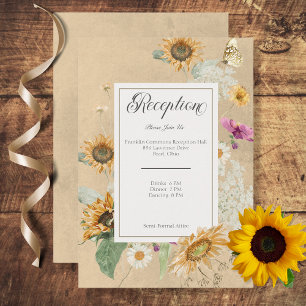 Recepción Vintage Summer Sunflower Floral Tarjeta de recepci