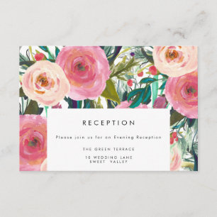 Recepción Vintage Watercolor Flower Wedding Tarjeta de recep