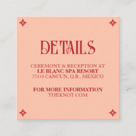 Recepción Votos Vibrantes: Tarjeta de Detalles de Boda de Fo