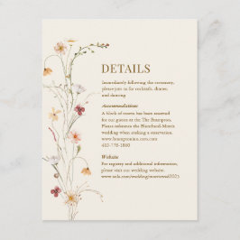 Recepción Wildflower Boho | Tarjeta de cierre botánico