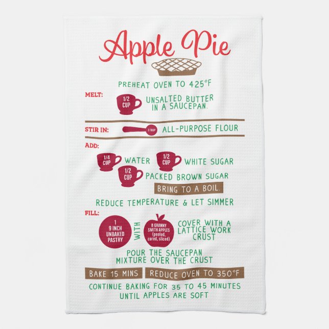 Receta de Apple Pie Regalo Té Kitchen Toallas (Vertical)