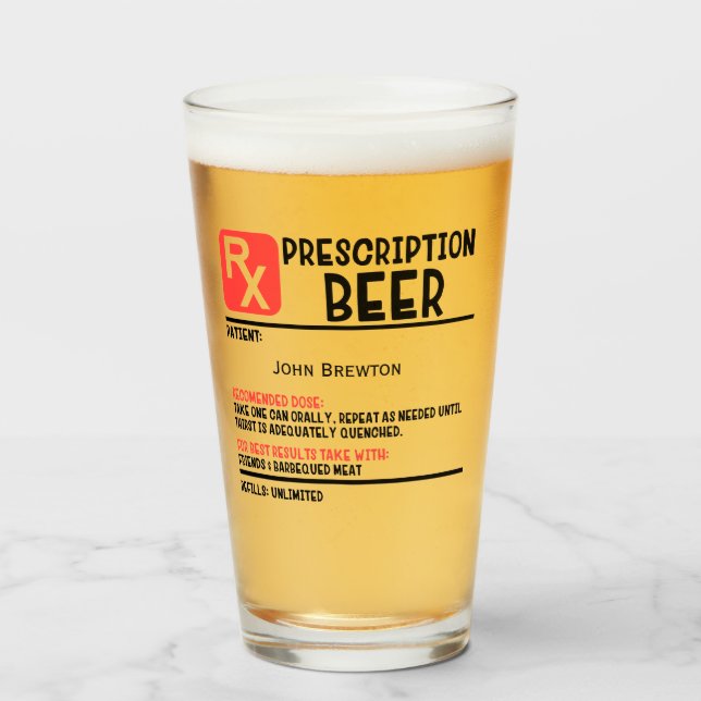 Receta de cerveza RX divertida personalizada (Anverso (lleno))