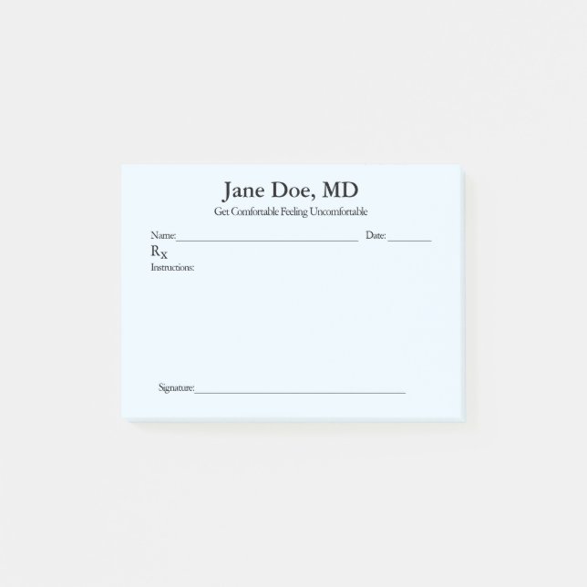 Receta de chiste - 4" x 3" Post Nota azul (Anverso)