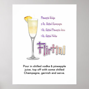 Receta de Cóctel Flirtini Arte 16"x20"