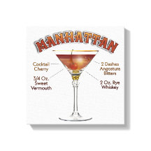 Receta de cóctel Manhattan Arte 12"x12" Envuelto 