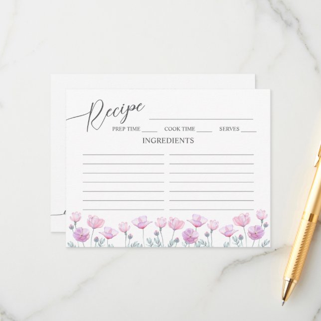 Receta de ducha de novia con tarjeta de inscripció (Anverso/Reverso In Situ)